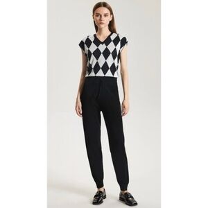 Greenmount Black Baggy Fit High Rise Cashmere Blend Joggers M